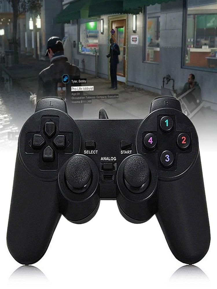 Black Solid Wired Vibration Joystick Gamepad Handle Controller Compatible With PC Laptop Computer