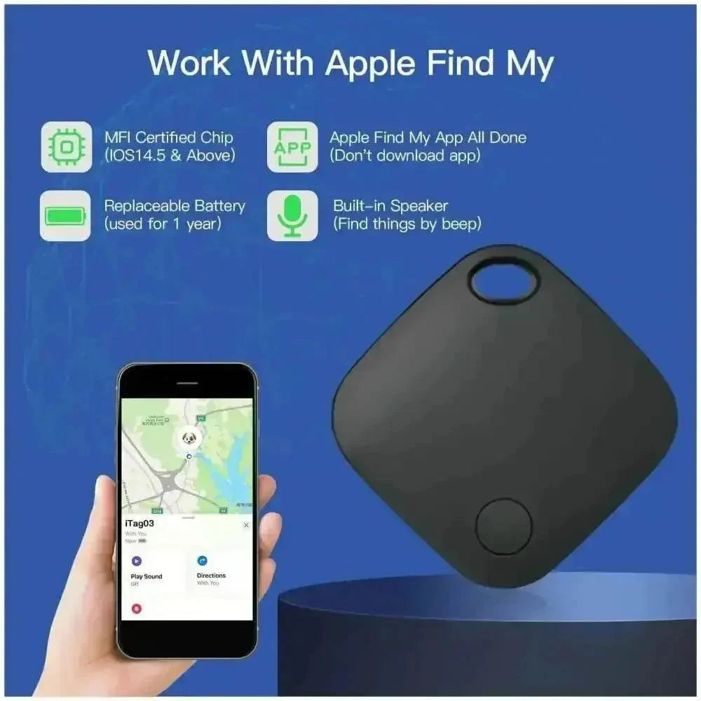 Black Square Bluetooth Long Distance Tracker