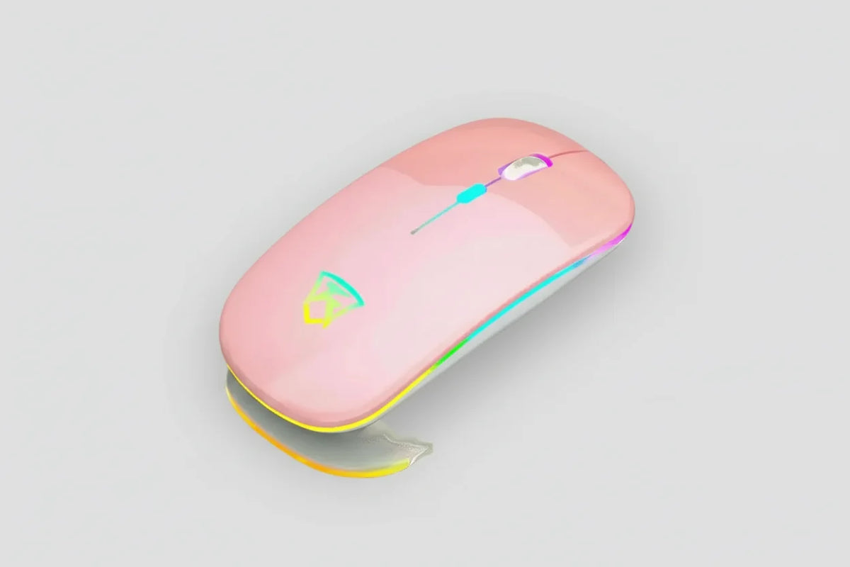 Black RGB Wireless Mouse - USB Rechargeable LED Wireless Gaming Mouse