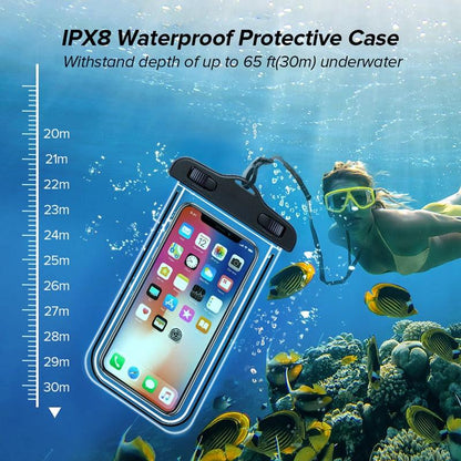 Black Waterproof Mobile Cover Pouch Mobile Case Phone Pouch for iPhone Outdoor Waterproof Phone Case Universal Bag For iPhone 13 12 11 Pro Max Waterproof Phone Pouch Case &amp; Strap