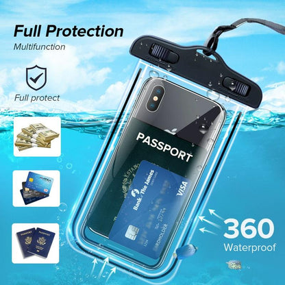 Black Waterproof Mobile Cover Pouch Mobile Case Phone Pouch for iPhone Outdoor Waterproof Phone Case Universal Bag For iPhone 13 12 11 Pro Max Waterproof Phone Pouch Case &amp; Strap