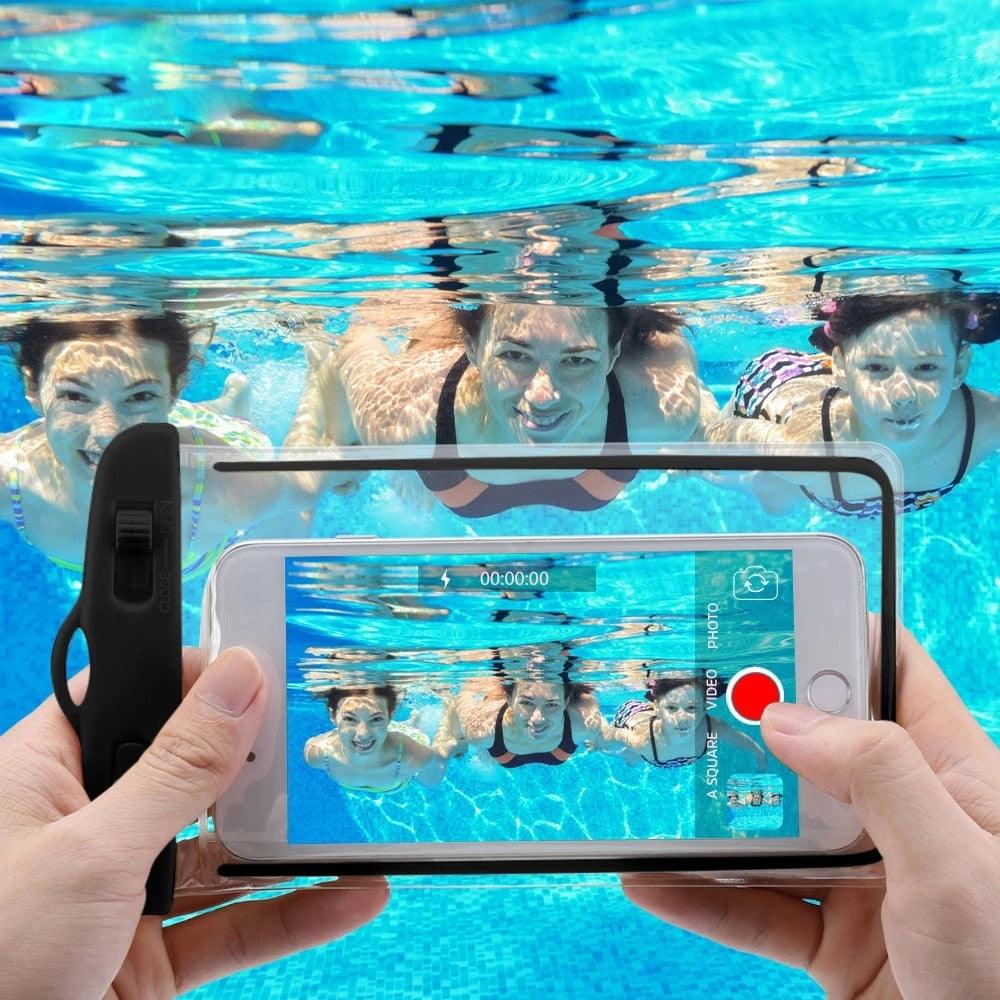 Black Waterproof Mobile Cover Pouch Mobile Case Phone Pouch for iPhone Outdoor Waterproof Phone Case Universal Bag For iPhone 13 12 11 Pro Max Waterproof Phone Pouch Case &amp; Strap
