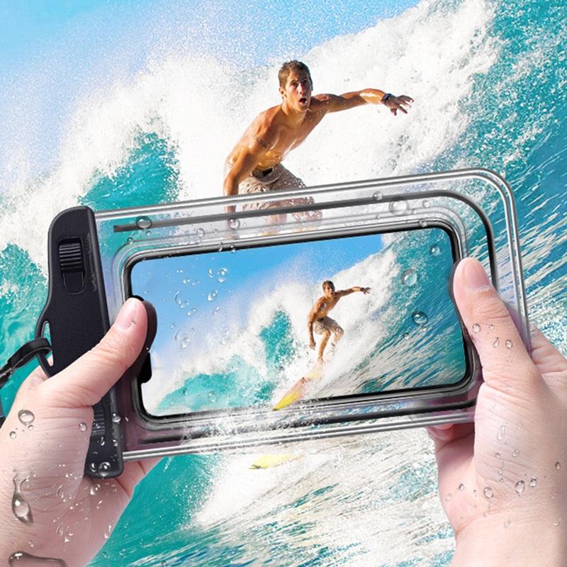 Black Waterproof Mobile Cover Pouch Mobile Case Phone Pouch for iPhone Outdoor Waterproof Phone Case Universal Bag For iPhone 13 12 11 Pro Max Waterproof Phone Pouch Case &amp; Strap