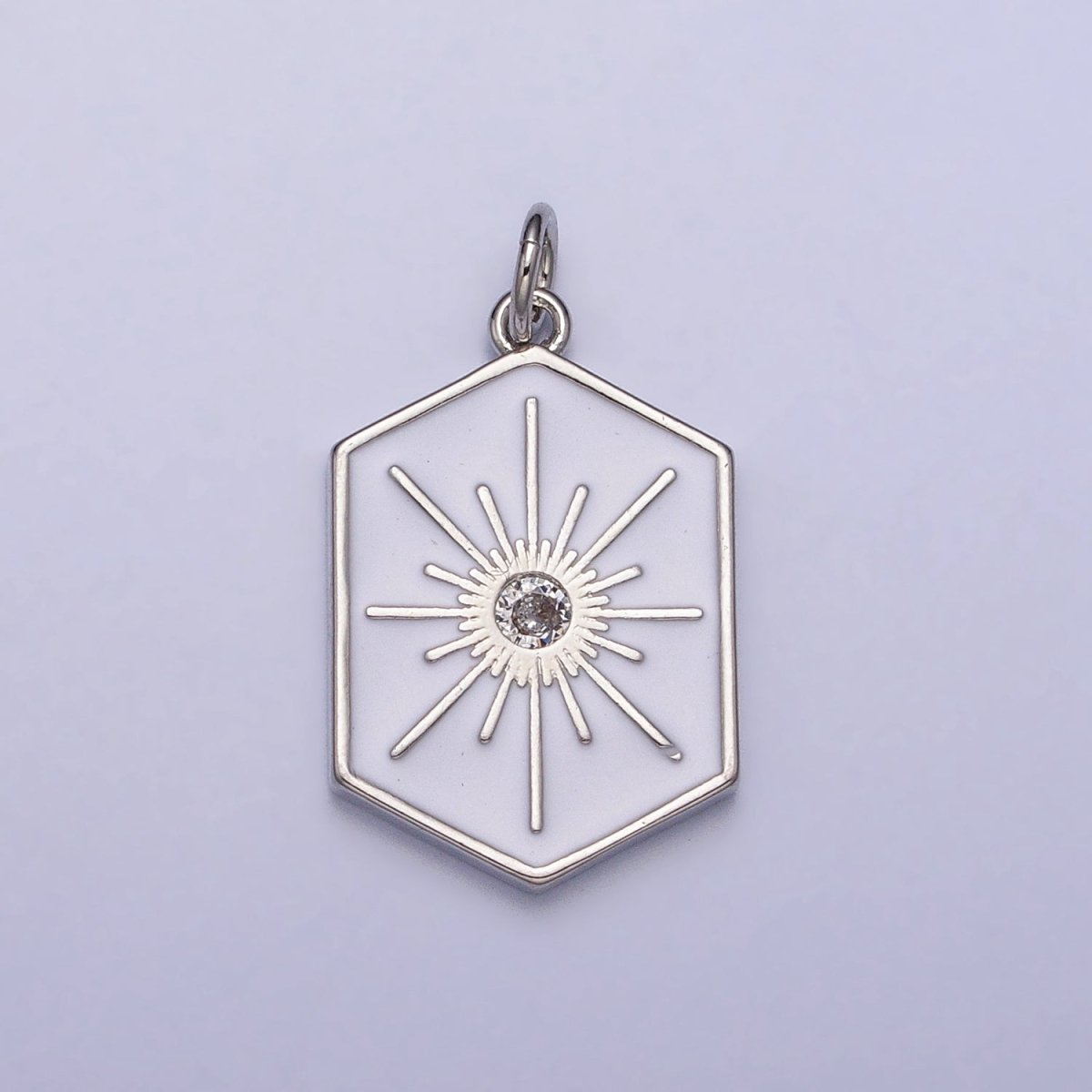 Black, White, Purple Hexagonal Celestial Sun Star Charm in Gold &amp; Silver | AC320 - AC325