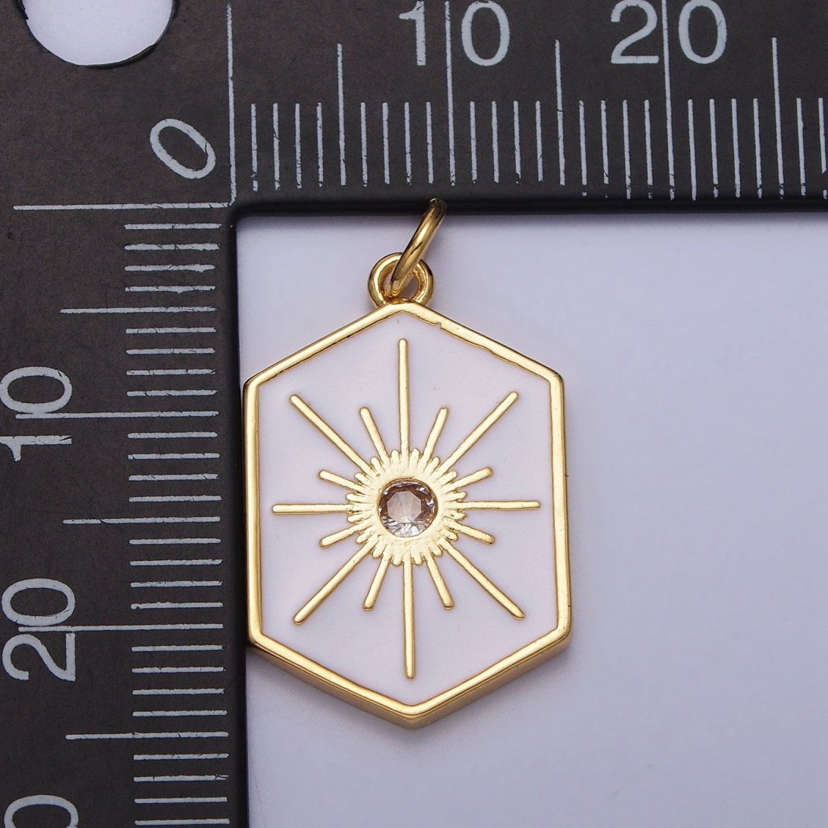 Black, White, Purple Hexagonal Celestial Sun Star Charm in Gold &amp; Silver | AC320 - AC325