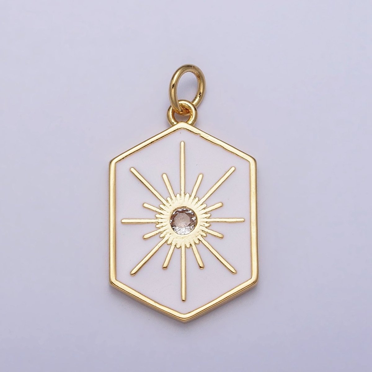 Black, White, Purple Hexagonal Celestial Sun Star Charm in Gold &amp; Silver | AC320 - AC325