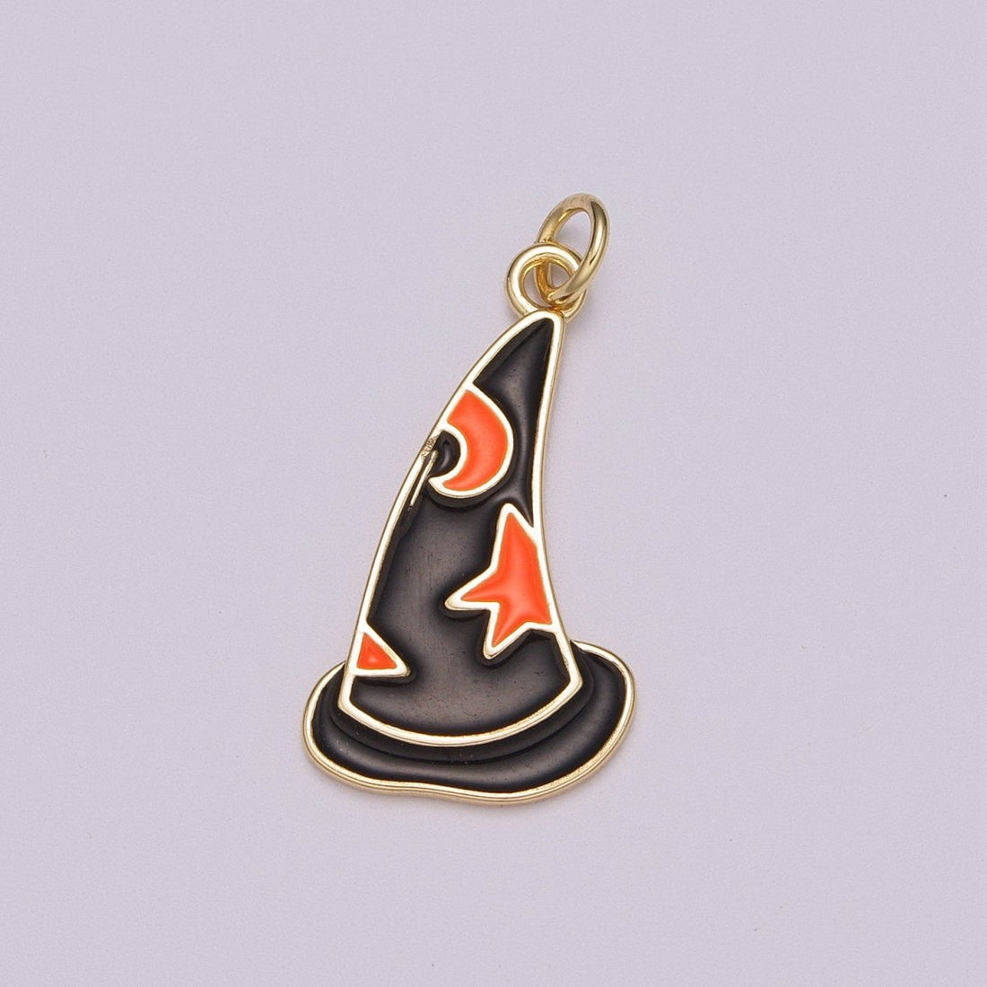 Black Witch Hat Charm Enamel Halloween sorcerers hat Pendant Halloween Jewelry Inspired, M-855
