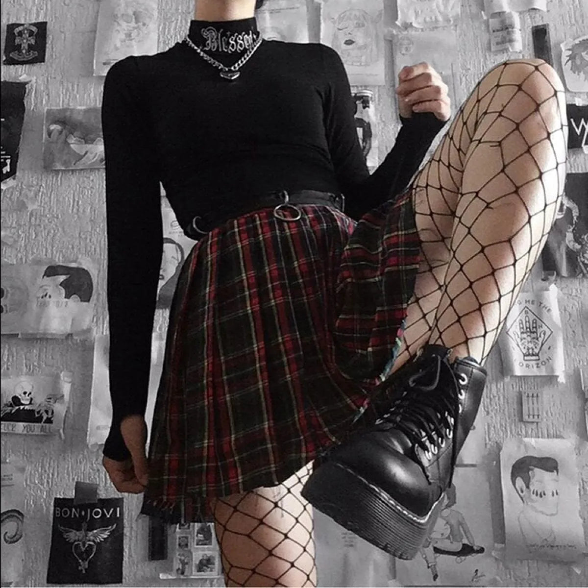 "Blessed" Goth Crop Top
