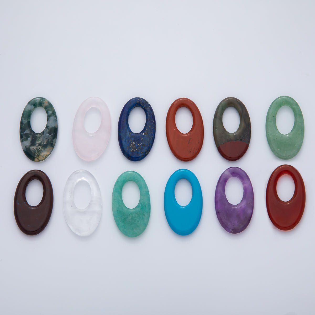 35mm Natural Gemstone Oblong Oval Link Findings | Z1441 - Z1446