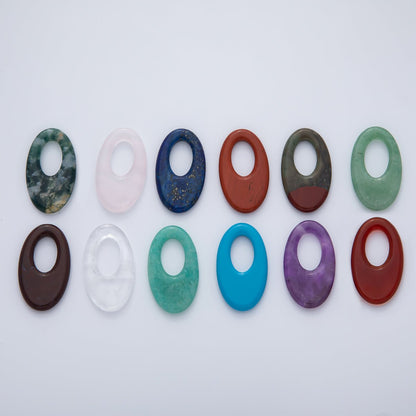 35mm Natural Gemstone Oblong Oval Link Findings | Z1441 - Z1446