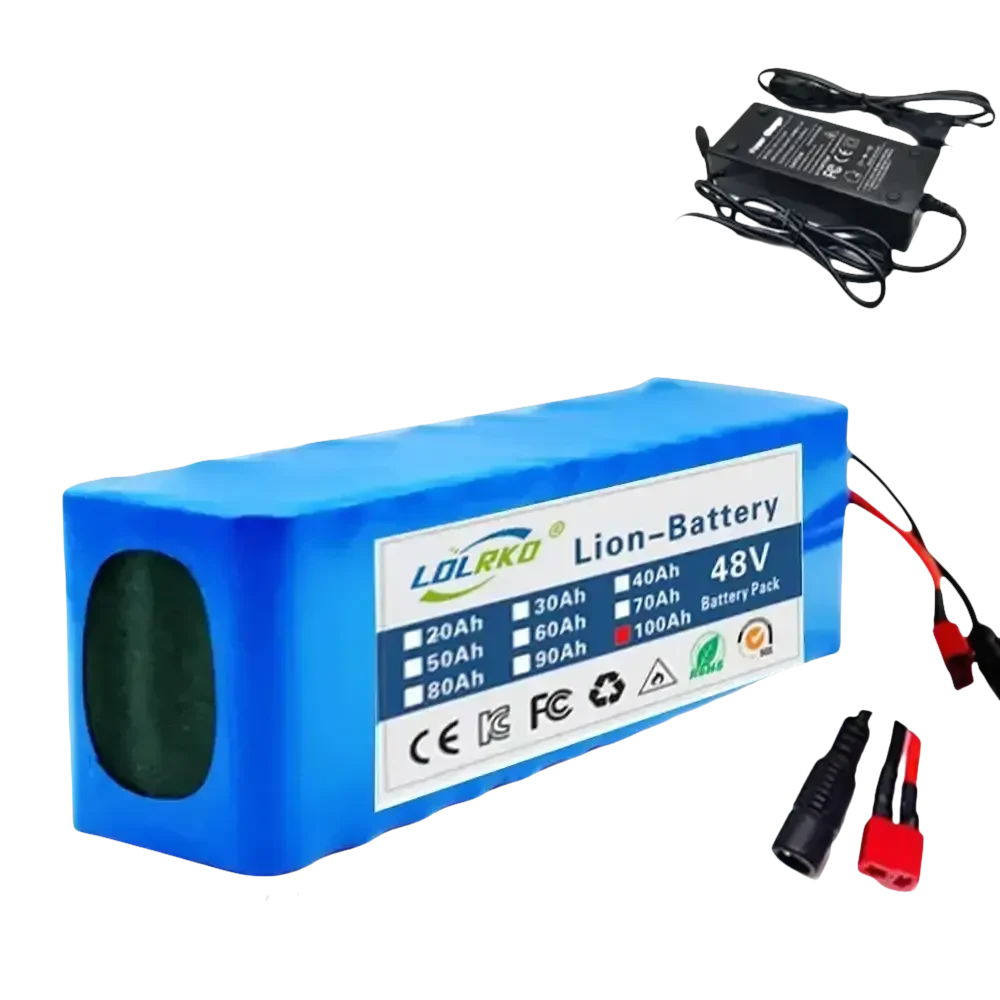 Blue 48V 90Ah Lithium-Ion Battery Pack with Charger