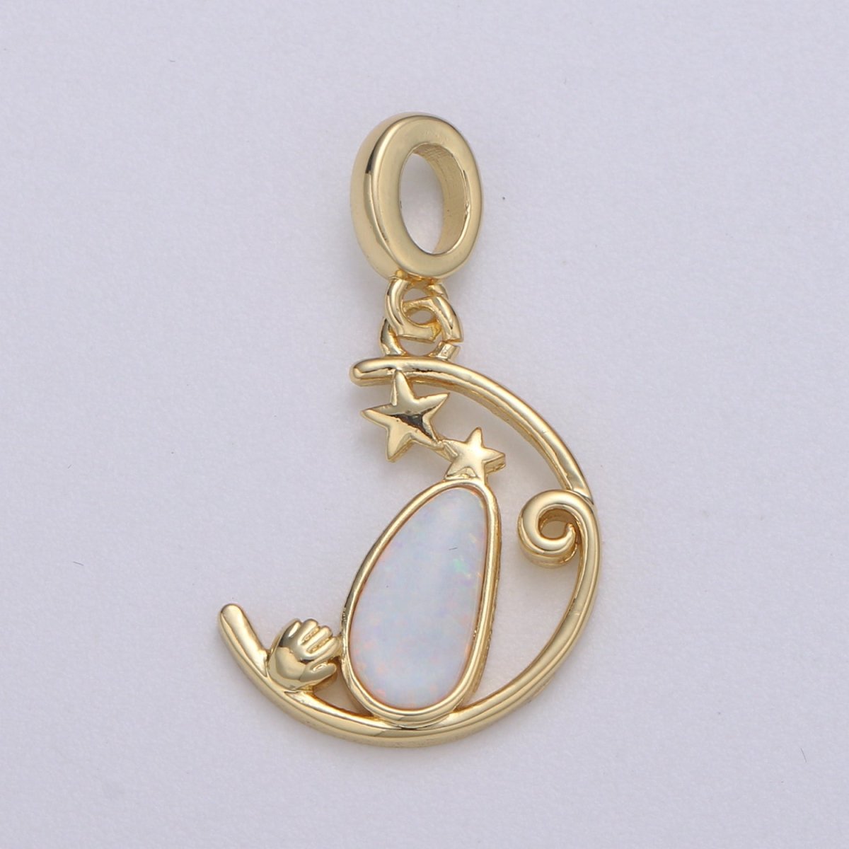 Blue and White Opal 24K Star Pendant, Teardrop Opal Charm Baby Hand Charm for Bracelet Earring Necklace H-608 H-612
