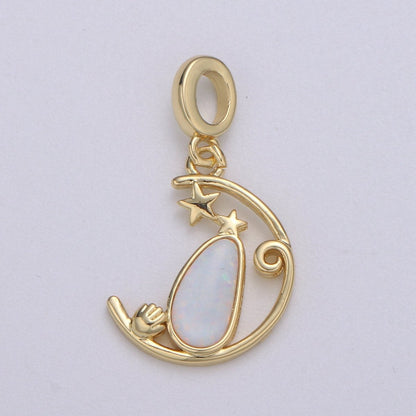 Blue and White Opal 24K Star Pendant, Teardrop Opal Charm Baby Hand Charm for Bracelet Earring Necklace H-608 H-612