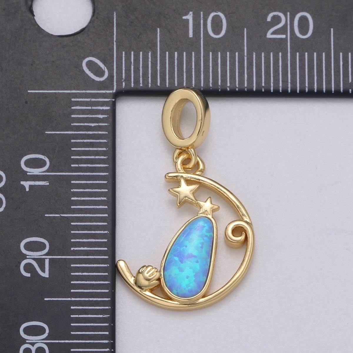 Blue and White Opal 24K Star Pendant, Teardrop Opal Charm Baby Hand Charm for Bracelet Earring Necklace H-608 H-612