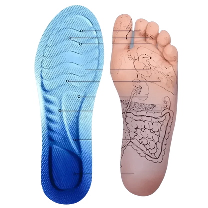 Blue and White Sports Insoles for Men - Breathable Shock Absorption Performance