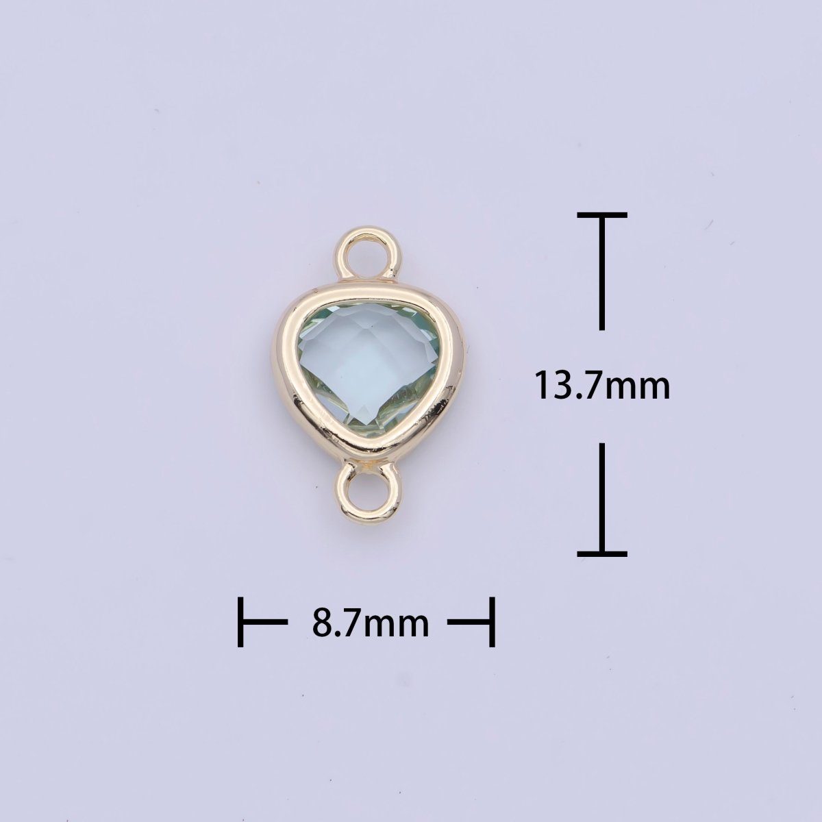 Blue Aqua Triangle Cubic Zirconia Link Connector Jewelry Making Supply G-550