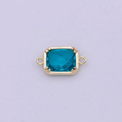 Blue / Clear Cubic Mini Gold Rectangle Charm Connector for Bracelet Necklace Component Y-430 - Y-432, G-728