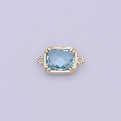 Blue / Clear Cubic Mini Gold Rectangle Charm Connector for Bracelet Necklace Component Y-430 - Y-432, G-728