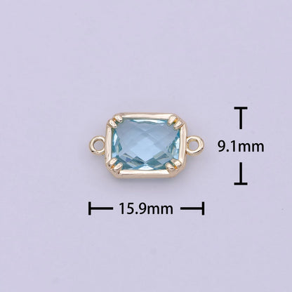 Blue / Clear Cubic Mini Gold Rectangle Charm Connector for Bracelet Necklace Component Y-430 - Y-432, G-728