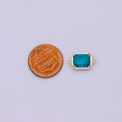 Blue / Clear Cubic Mini Gold Rectangle Charm Connector for Bracelet Necklace Component Y-430 - Y-432, G-728