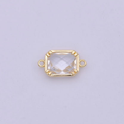 Blue / Clear Cubic Mini Gold Rectangle Charm Connector for Bracelet Necklace Component Y-430 - Y-432, G-728