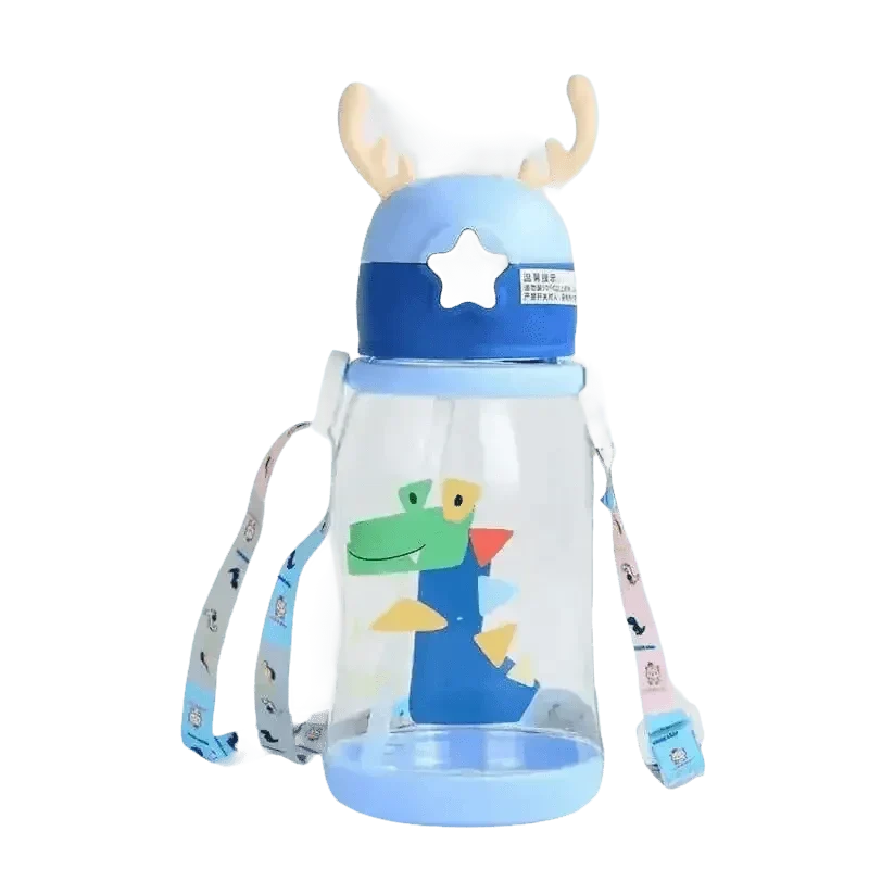 Blue Dinosaur Antler Kids Water Sippy Cup for Kids Creative Cartoon