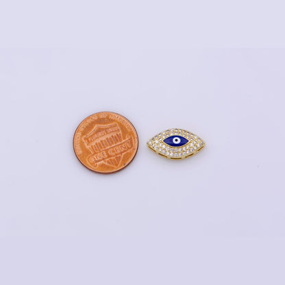 Blue Evil Eye Bead CZ Gold Beads Evil eye Beads Spacer Micro Pave Beads Charm for Bracelet Necklace Supply 18x10mm B-628