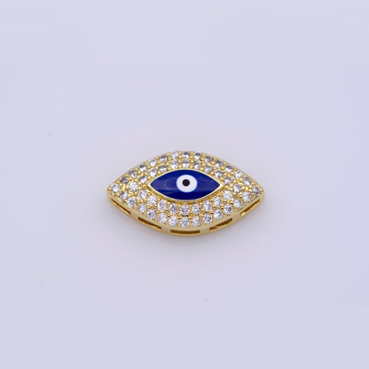 Blue Evil Eye Bead CZ Gold Beads Evil eye Beads Spacer Micro Pave Beads Charm for Bracelet Necklace Supply 18x10mm B-628