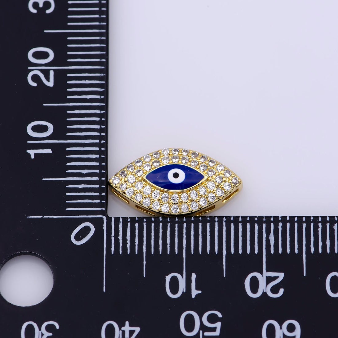 Blue Evil Eye Bead CZ Gold Beads Evil eye Beads Spacer Micro Pave Beads Charm for Bracelet Necklace Supply 18x10mm B-628
