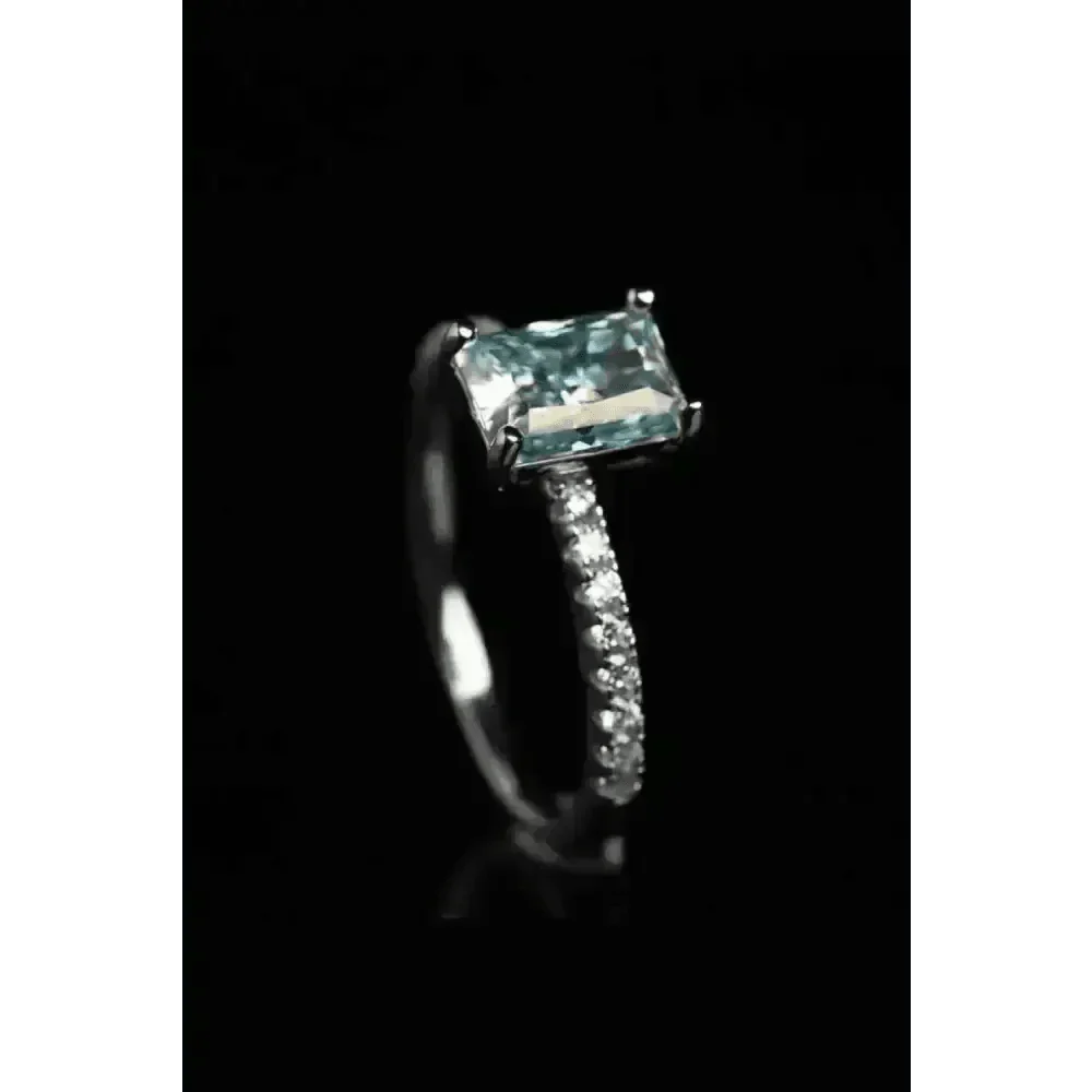 Blue Gemstone 2 Carat Moissanite Ring
