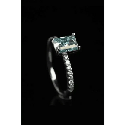 Blue Gemstone 2 Carat Moissanite Ring