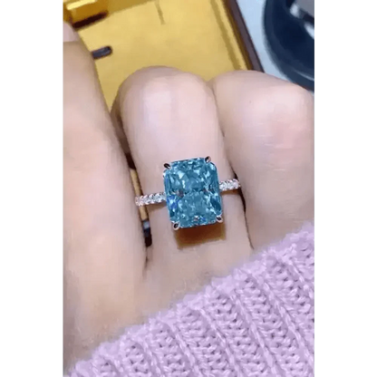 Blue Gemstone 2 Carat Moissanite Ring