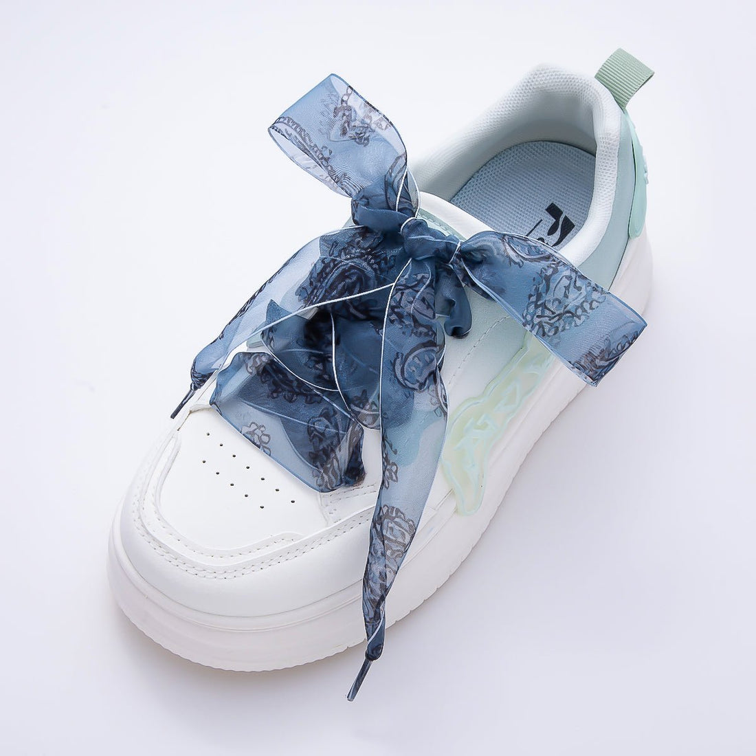 Blue, Green Organza Paisley 55 Inch Sheer Chiffon Ribbon Fabric Shoelace Accessories | WB-00352 - WB-00353
