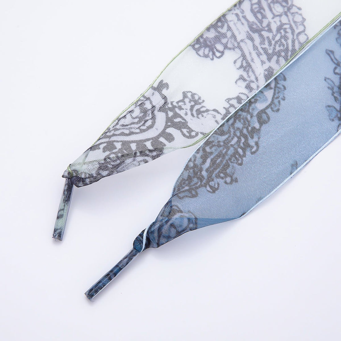 Blue, Green Organza Paisley 55 Inch Sheer Chiffon Ribbon Fabric Shoelace Accessories | WB-00352 - WB-00353