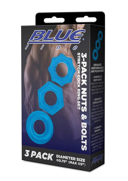 Blue Line Nuts And Bolts Stretch Cock Ring