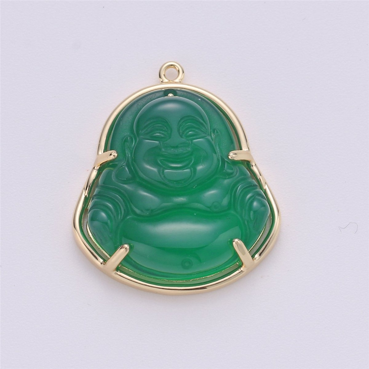 Blue Purple Red Pink Jade Buddha Pendant 18k Gold Filled Bezel
