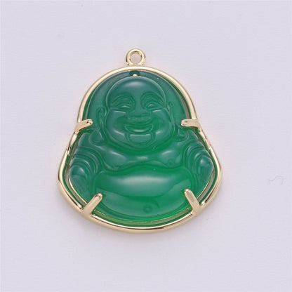 Blue Purple Red Pink Jade Buddha Pendant 18k Gold Filled Bezel