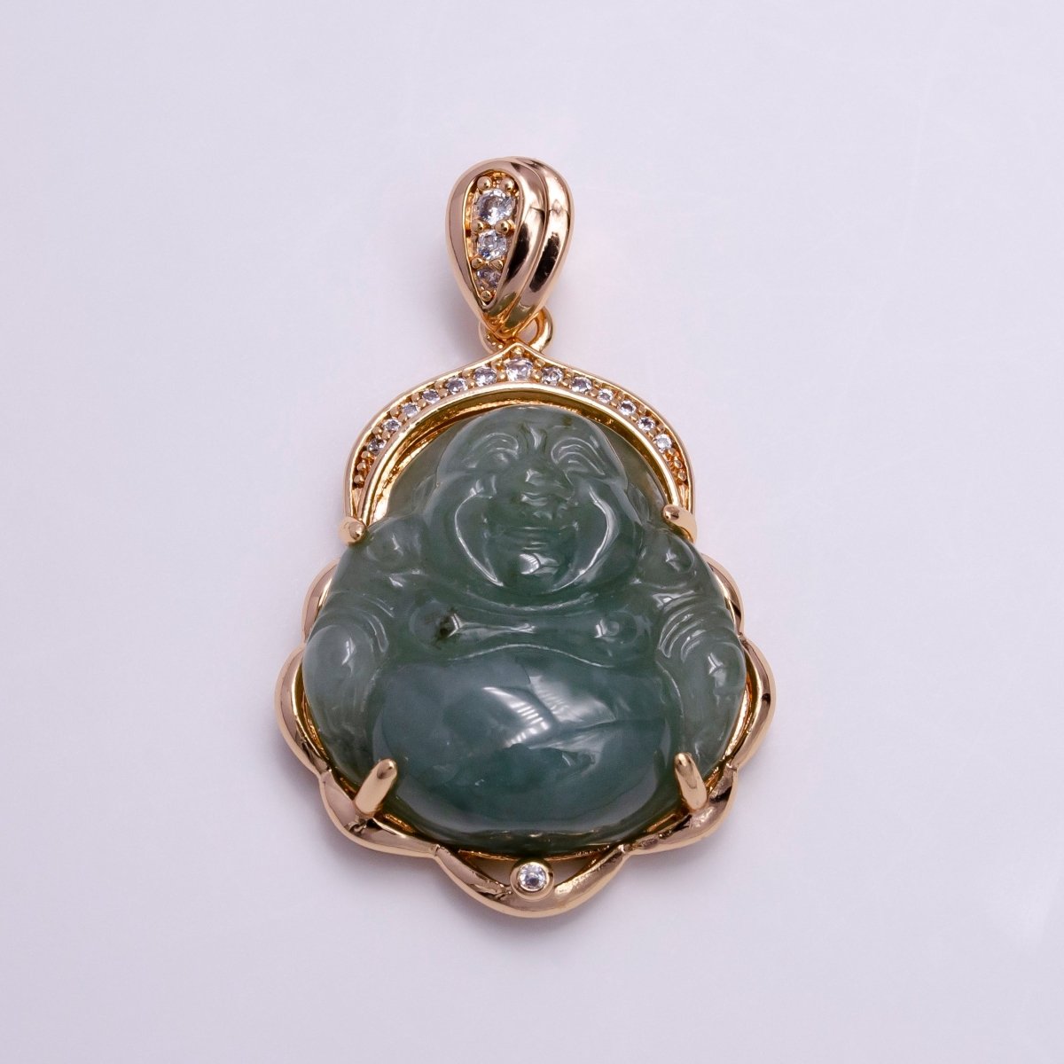 Blue Purple Red Pink Jade Buddha Pendant 18k Gold Filled Bezel