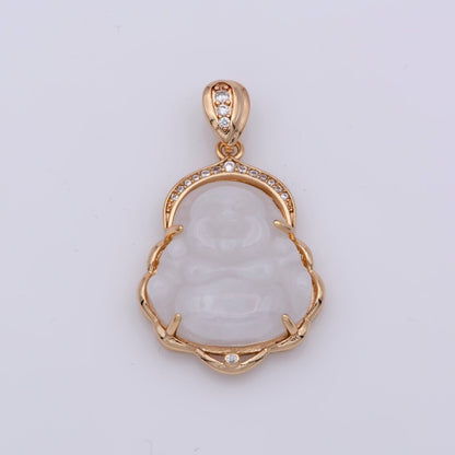 Blue Purple Red Pink Jade Buddha Pendant 18k Gold Filled Bezel