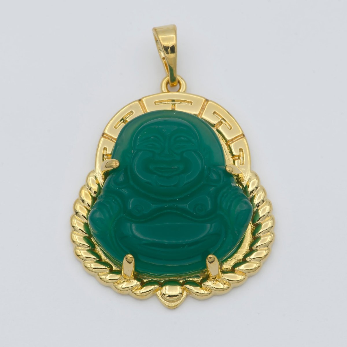 Blue Purple Red Pink Jade Buddha Pendant 18k Gold Filled Bezel