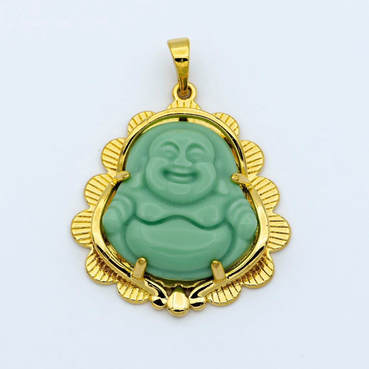 Blue Purple Red Pink Jade Buddha Pendant 18k Gold Filled Bezel