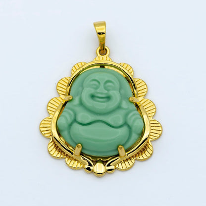 Blue Purple Red Pink Jade Buddha Pendant 18k Gold Filled Bezel