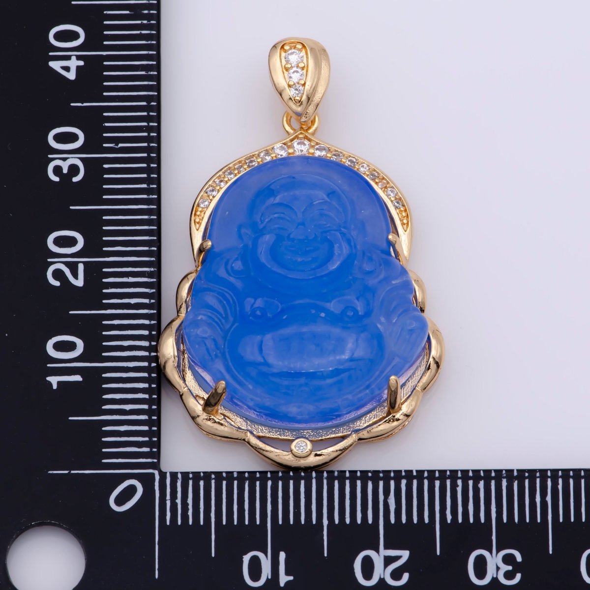 Blue Purple Red Pink Jade Buddha Pendant 18k Gold Filled Bezel