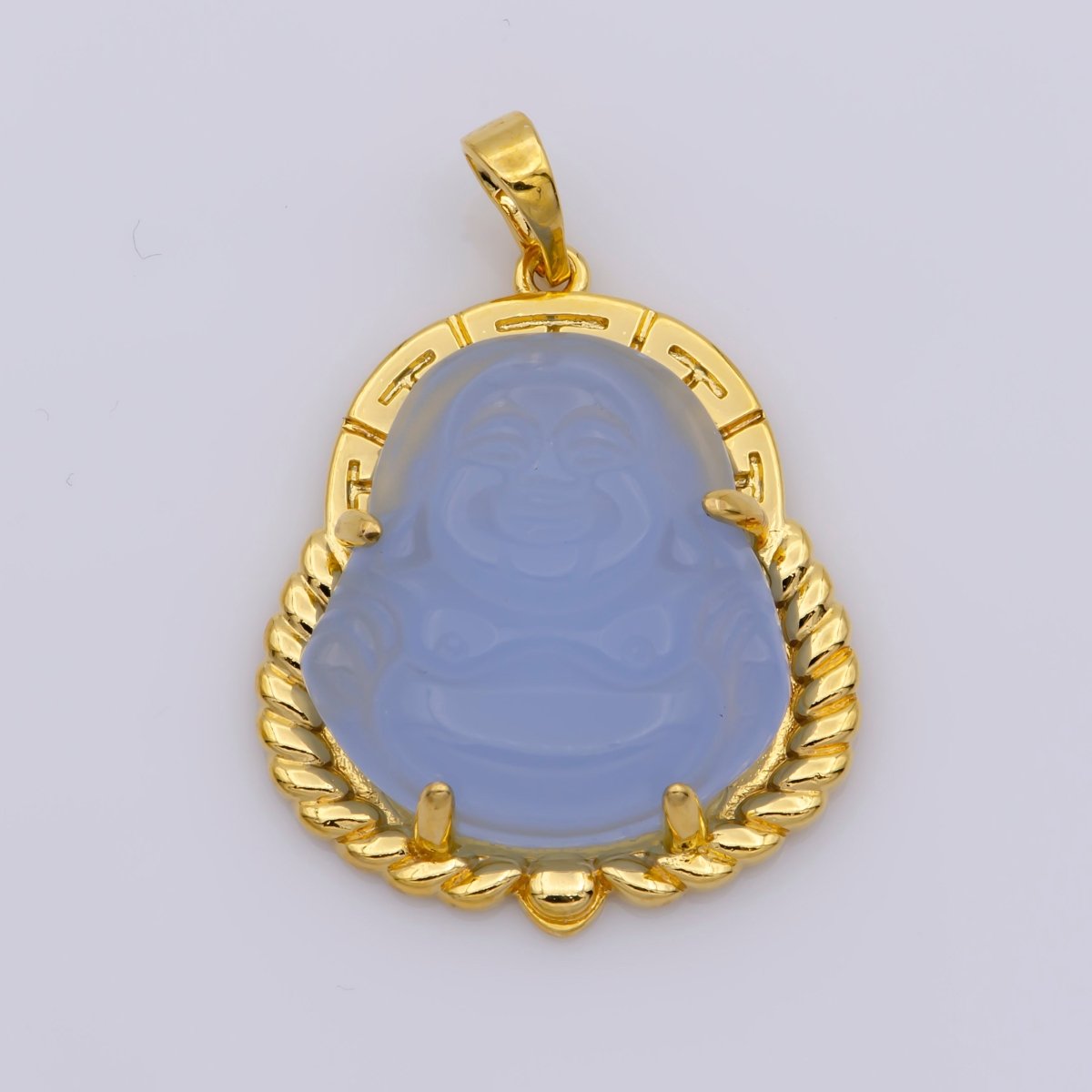 Blue Purple Red Pink Jade Buddha Pendant 18k Gold Filled Bezel
