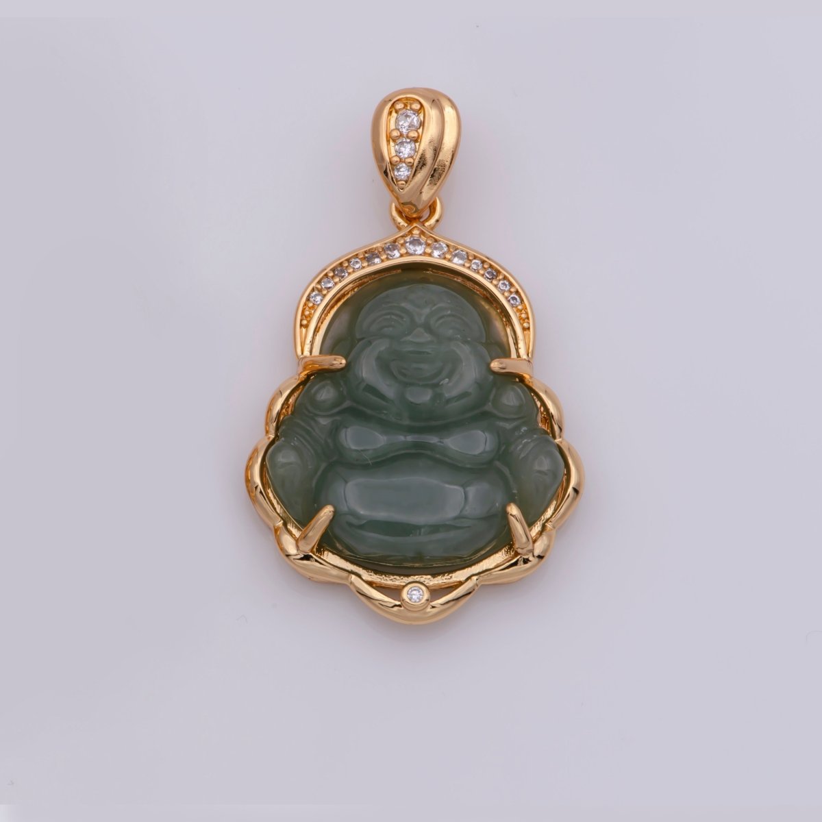 Blue Purple Red Pink Jade Buddha Pendant 18k Gold Filled Bezel