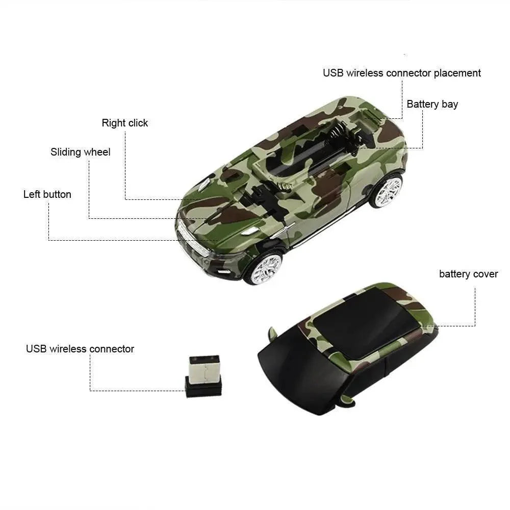 Blue Wireless Optical Mouse Sports Car Shaped Mouse 1600 DPI Office School Mice For Computer And Laptop Comfortable For Every Use