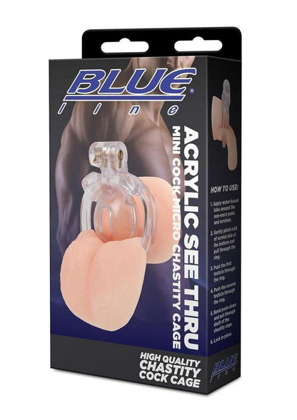 Blue Line Acrylic See-Thru Mini Chastity Cage