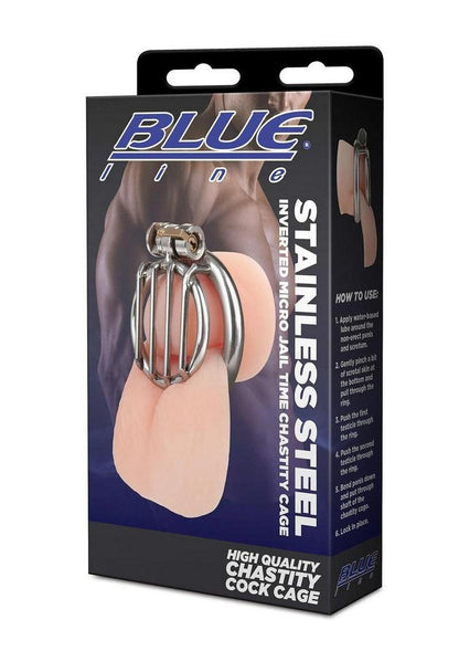 Blue Line Stainless Steel Chastity Cage