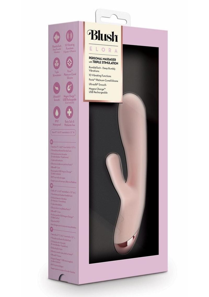 Blush Elora Rechargeable Silicone Rabbit Vibrator with Triple Stimulation
