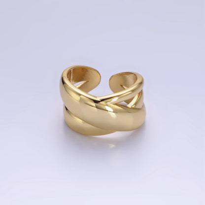 Bold 14K Gold Filled Crisscross Statement Ring in gold and silver  | O1274 O1275